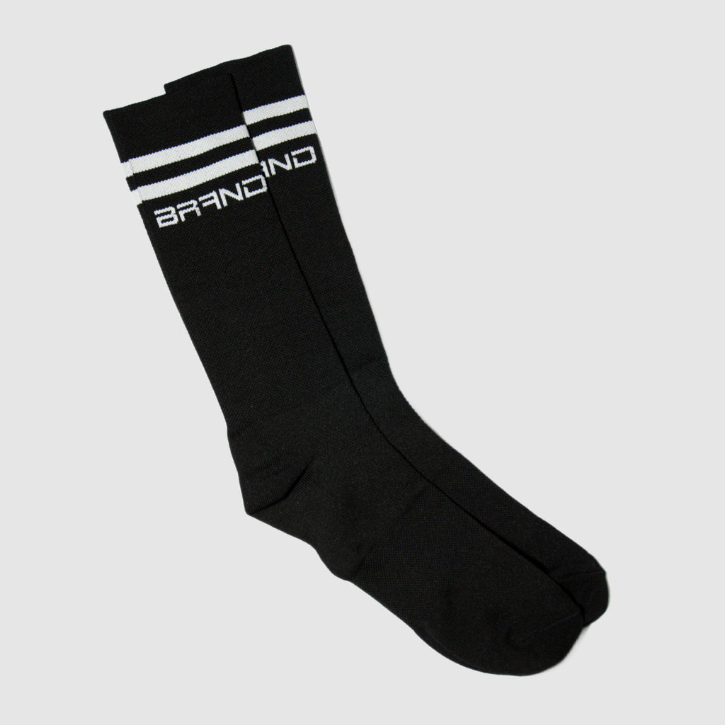 Calceta GangBrand de Compresión Ciclismo Negro/Rayas Blancas