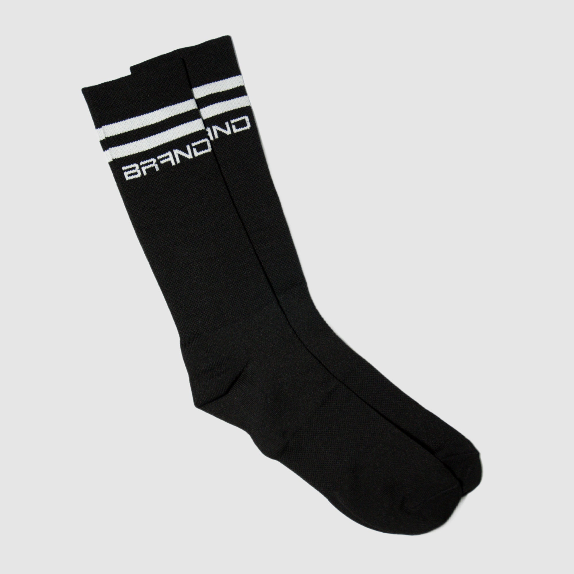 Calceta GangBrand de Compresión Ciclismo Negro/Rayas Blancas