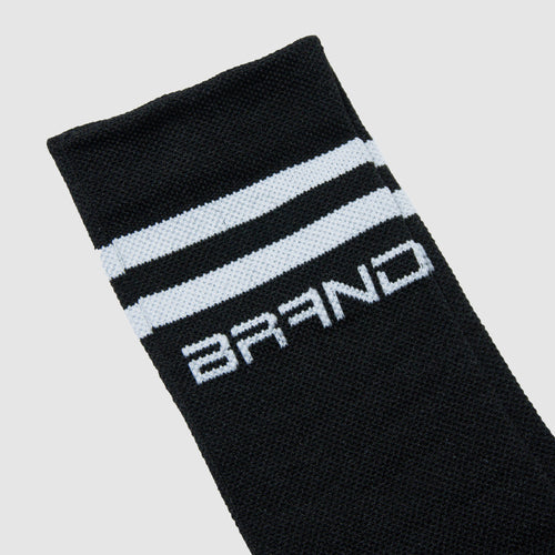 Calceta GangBrand de Compresión Ciclismo Negro/Rayas Blancas