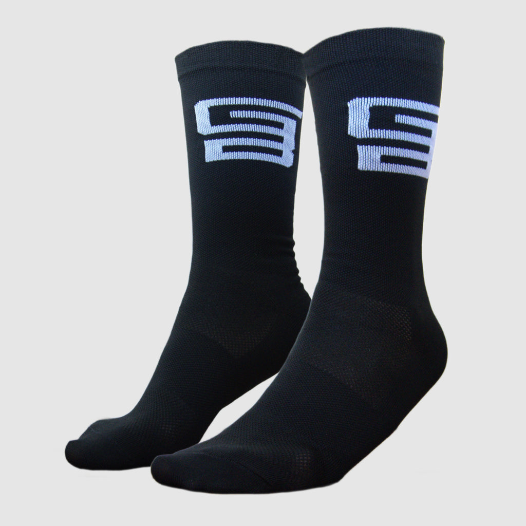 Calceta GangBrand de Compresión Ciclismo Logo Blanco